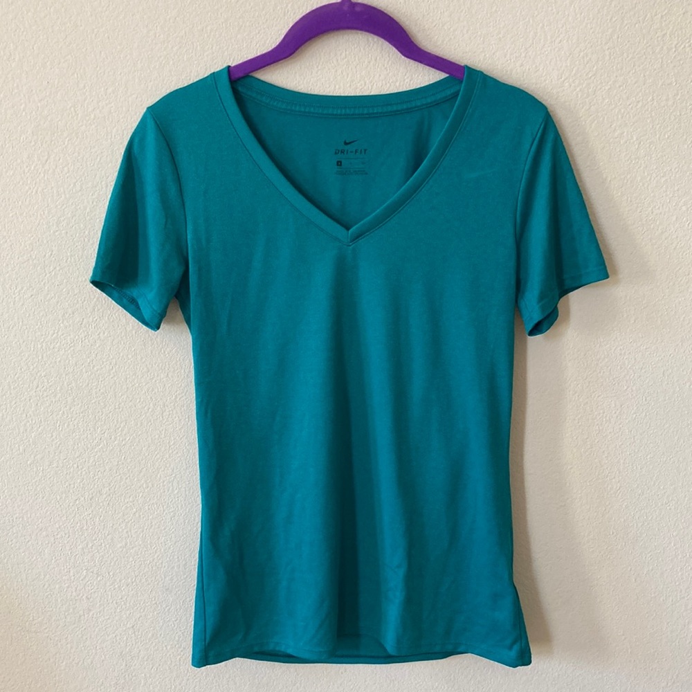 Nike Dri-fit V-Neck T-shirt Women’s Size Small Teal Green